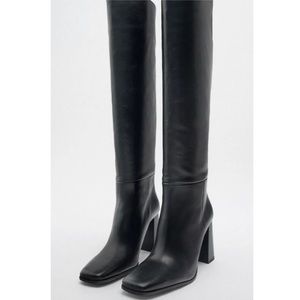 Real Leather Zara Black Boots NWT